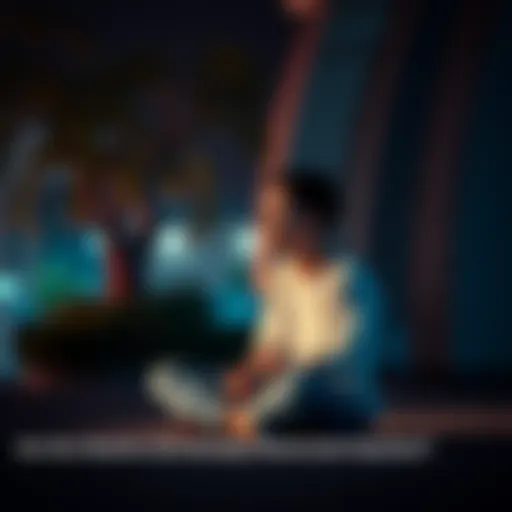 A person sitting cross-legged in a serene environment, looking contemplative while reflecting on personal desires and societal influences.