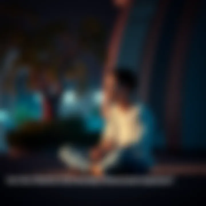 A person sitting cross-legged in a serene environment, looking contemplative while reflecting on personal desires and societal influences.