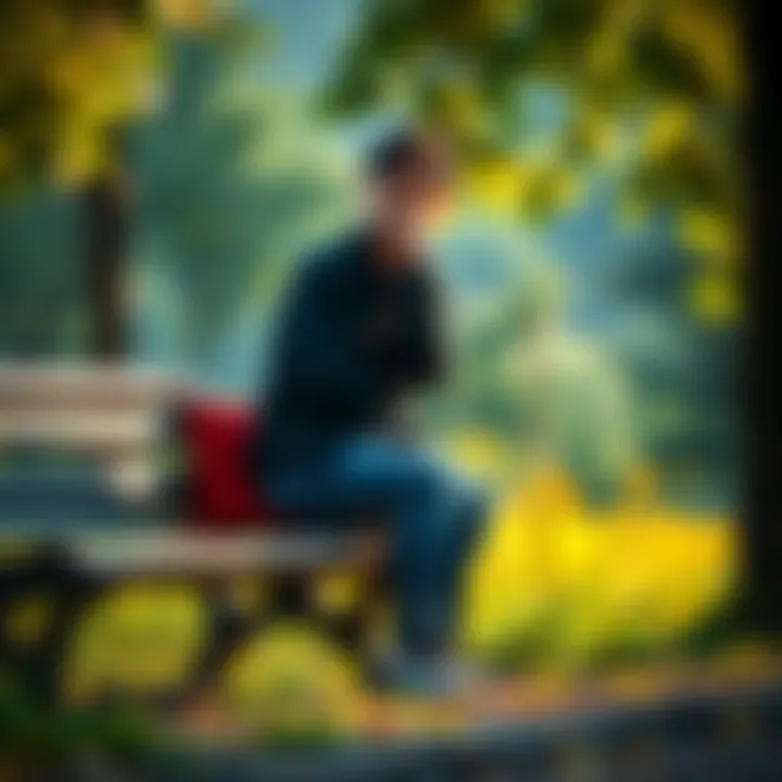 A person sitting on a bench looking thoughtful, surrounded by nature, reflecting on happiness and its importance in life.