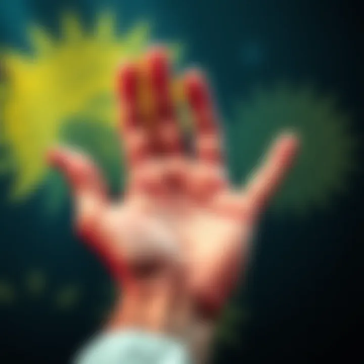 A hand displaying lines on the palm being analyzed by a palm reader