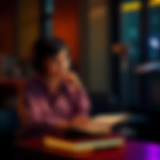 A thoughtful person sits with a journal, contemplating the affirmation 'all my problems are solved.'