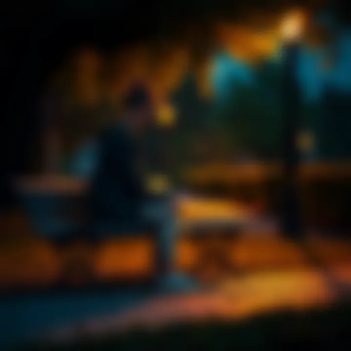 A person sitting alone on a park bench, looking thoughtful as they contemplate their feelings after a breakup.