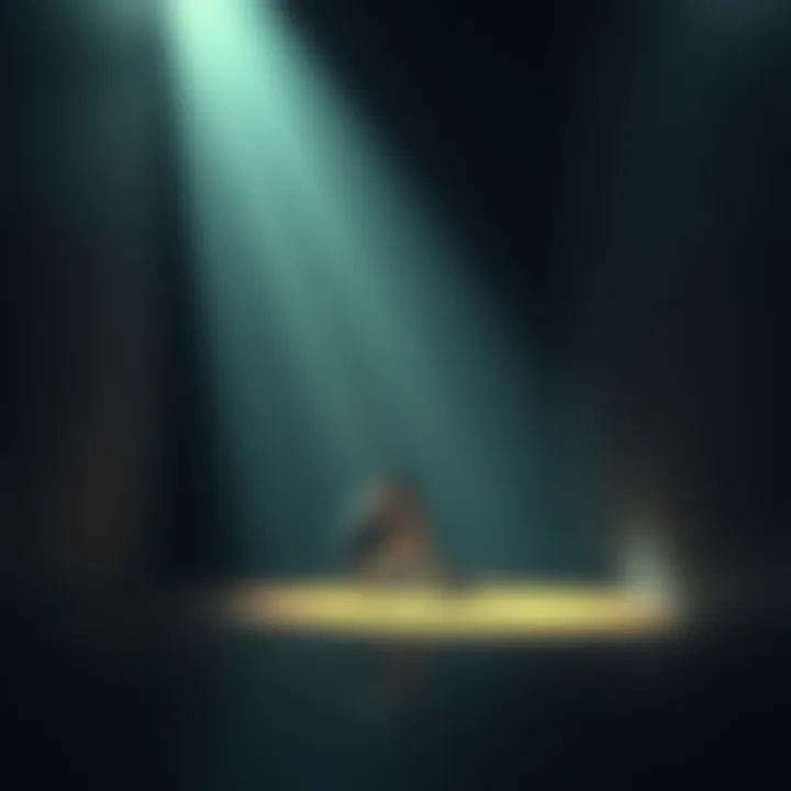 Person reflecting in a dim room A person sitting alone in a dimly lit room, contemplating life's struggles and searching for meaning, with a soft light illuminating their face.