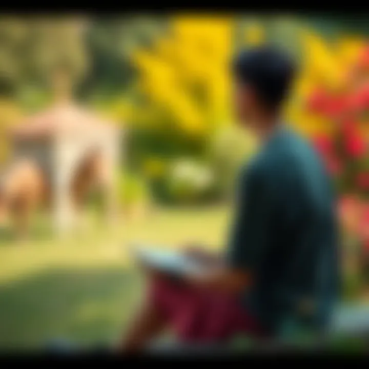 Individual sitting in a peaceful garden, contemplating their thoughts and mental health journey inspired by Carl Jung's teachings.