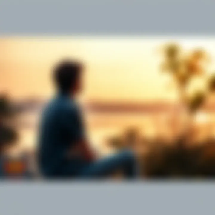 A person sitting in a peaceful outdoor setting, looking contemplative while considering their life goals.