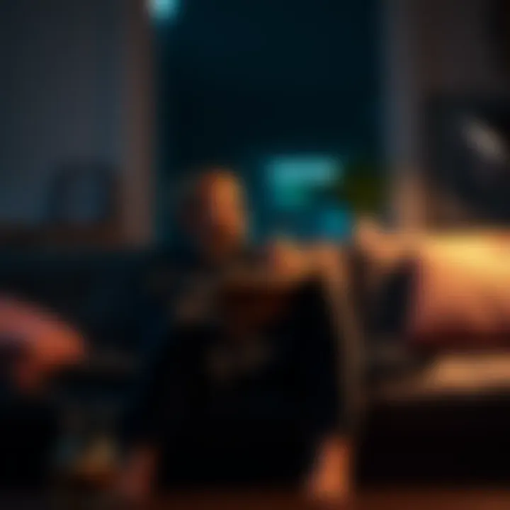A person sitting on a couch, looking thoughtful while holding a journal and pen, symbolizing their journey with mental health and manifestation.