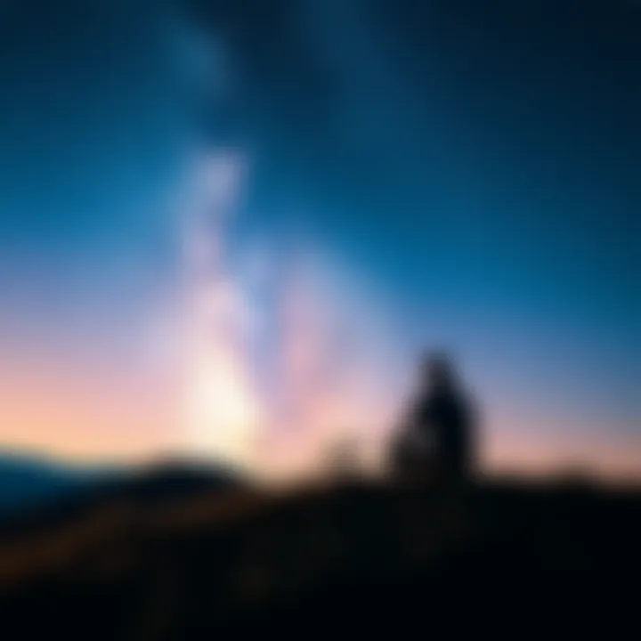 A person sits on a hill, looking up at a starry night sky, deep in thought about health and life’s purpose.