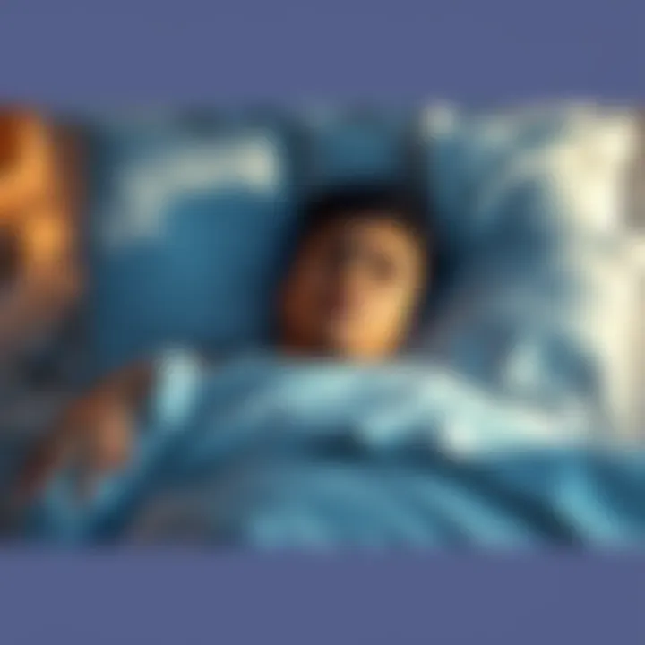 Individual lying in bed with eyes closed, practicing the WILD sleep technique, looking calm and focused