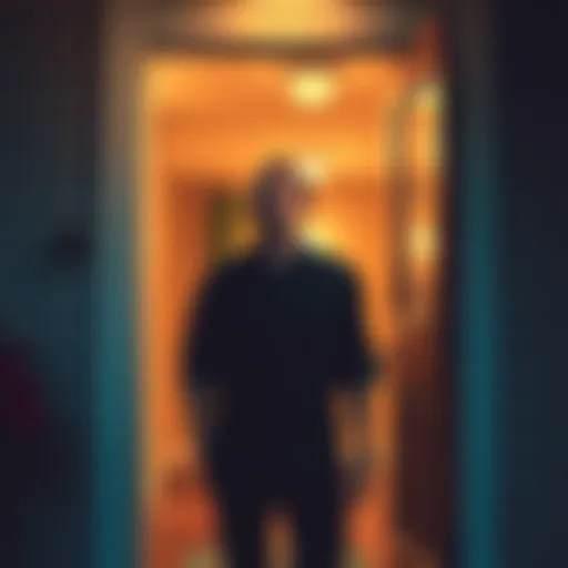 Individual standing at the front door looking shocked after hearing unexpected news upon returning home