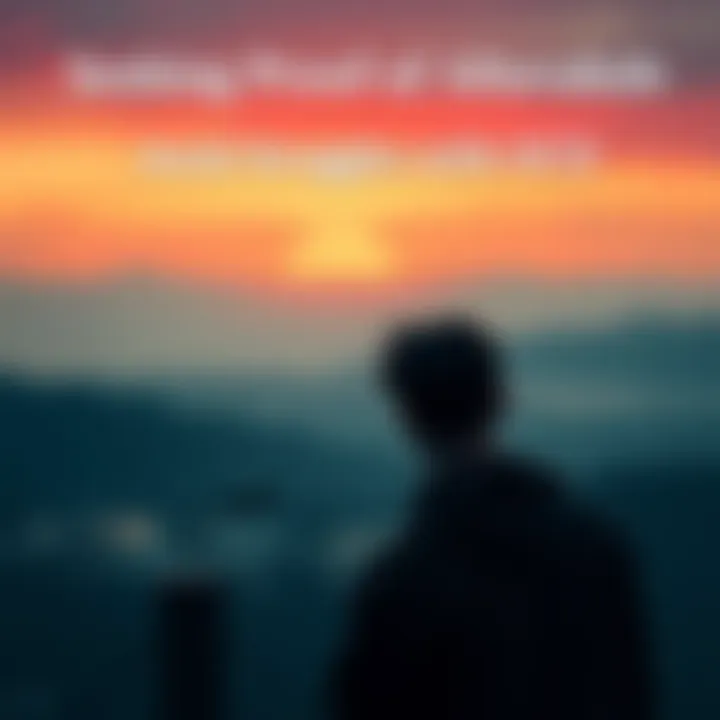 A person sitting alone, looking contemplative with a blurred background of a serene landscape, symbolizing the search for peace and understanding in the face of loss and mental health struggles.