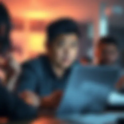 A person named Righty, looking concerned, is reaching out for help on a forum, with a laptop open and notes around them, as others join the conversation.