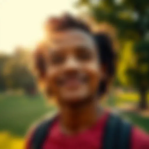 A person with a hopeful expression stands in a sunlit park, symbolizing redemption and potential for change.