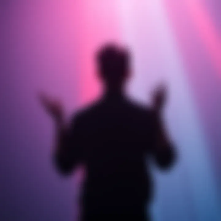 A person standing in a serene setting, confidently reciting affirmations with hands raised, surrounded by a soft glowing light.