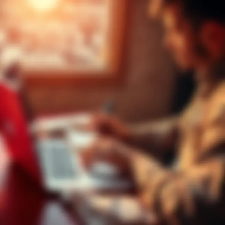 Individual actively working on a laptop while making notes to achieve financial goals, with motivational quotes around.