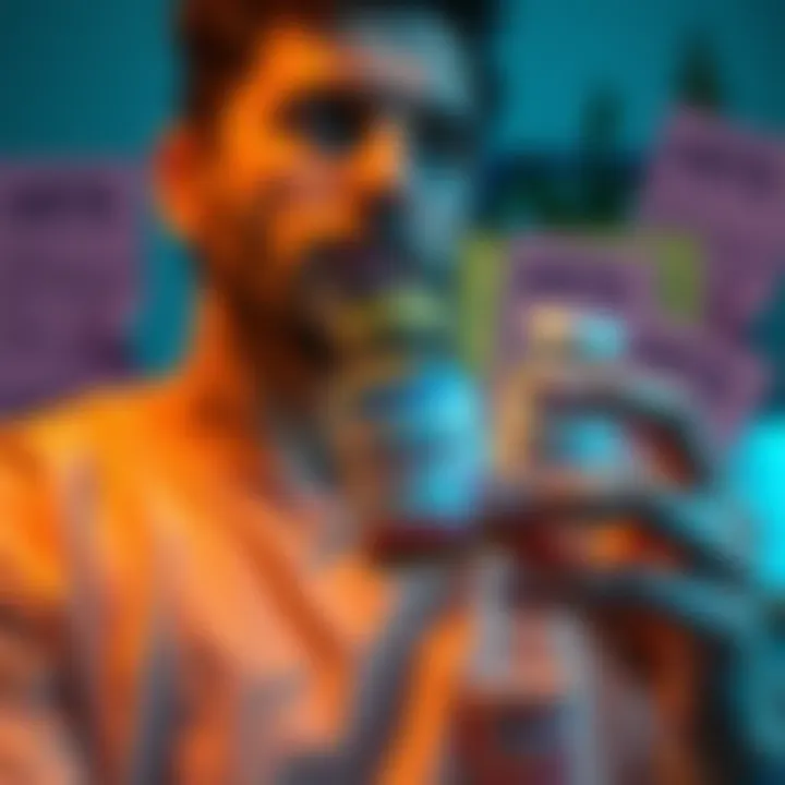 A person holding a bottle of galantamine supplements with a thoughtful expression, surrounded by notes on the WBTB method