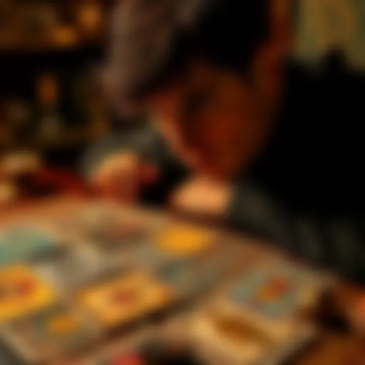 A person gazes thoughtfully at a spread of tarot cards on a table, reflecting on the contrast between the readings and their reality.