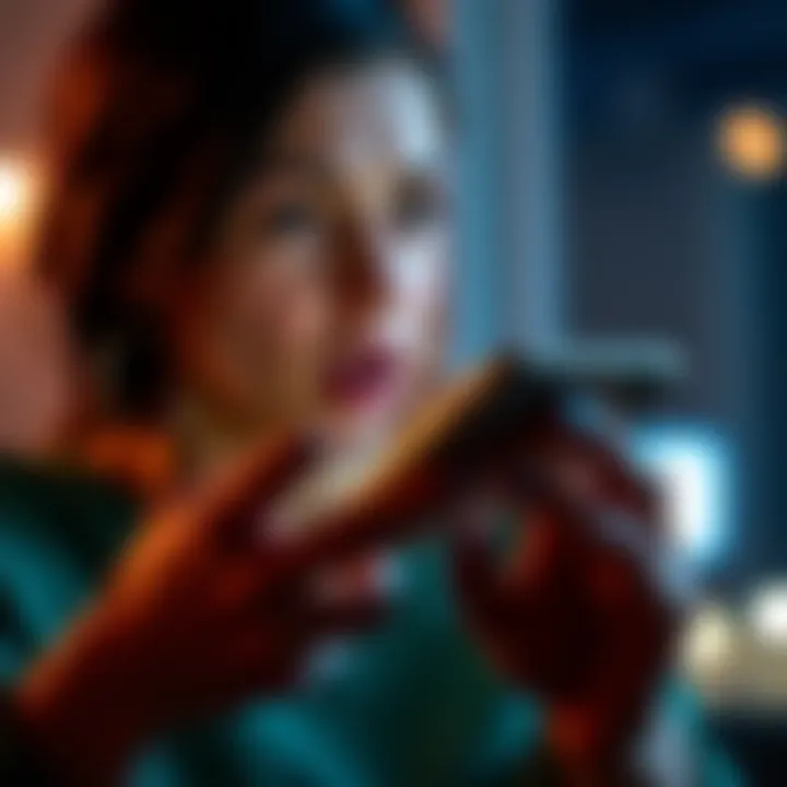 A person looking surprised while checking their phone, receiving a message from an ex after a breakup.