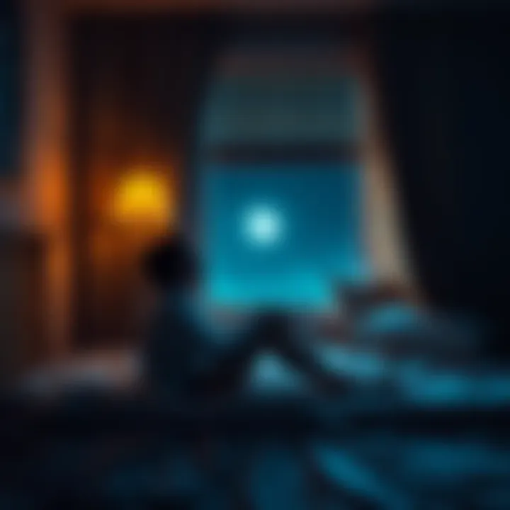 Person Thinking About Their Ex A person sitting alone on a bed, looking contemplative while gazing out of a window, with a soft glow of moonlight illuminating the room, conveying mixed emotions after a dream about an ex-boyfriend.
