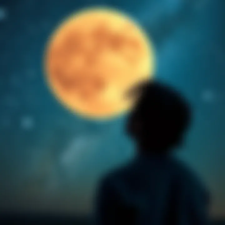Individual contemplating their Aries moon sign while looking at a starry night sky