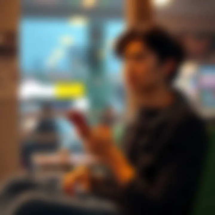 A person sitting alone with a thoughtful expression, reflecting on feelings for a crush while looking at a phone, surrounded by a casual setting.
