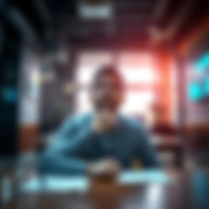 A person sitting at a table with a thoughtful expression, hand on chin, reflecting on their gut feeling while making a decision.