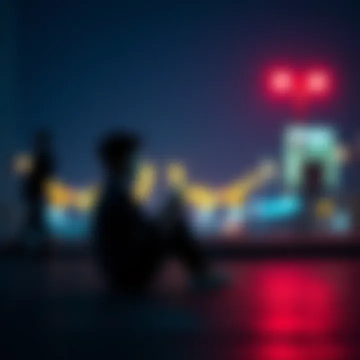 A person sitting alone, deep in thought while looking at their phone, contemplating whether to reach out to a friend or loved one.