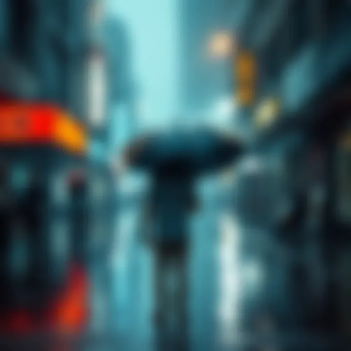 A person stands under an umbrella while rain pours down around them, symbolizing bad luck and misfortune.