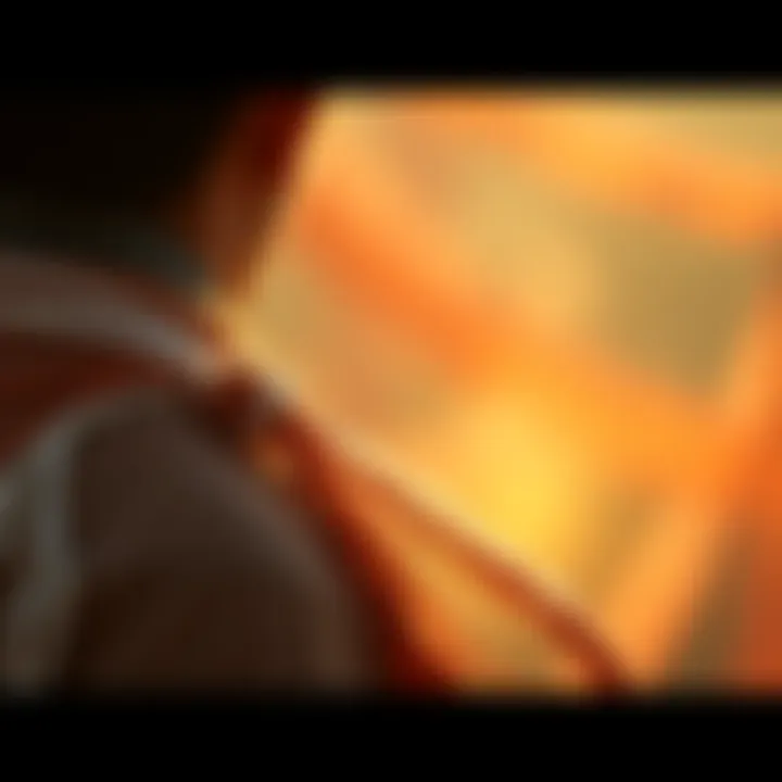 Individual tying sacred thread around their shoulder in a thoughtful manner