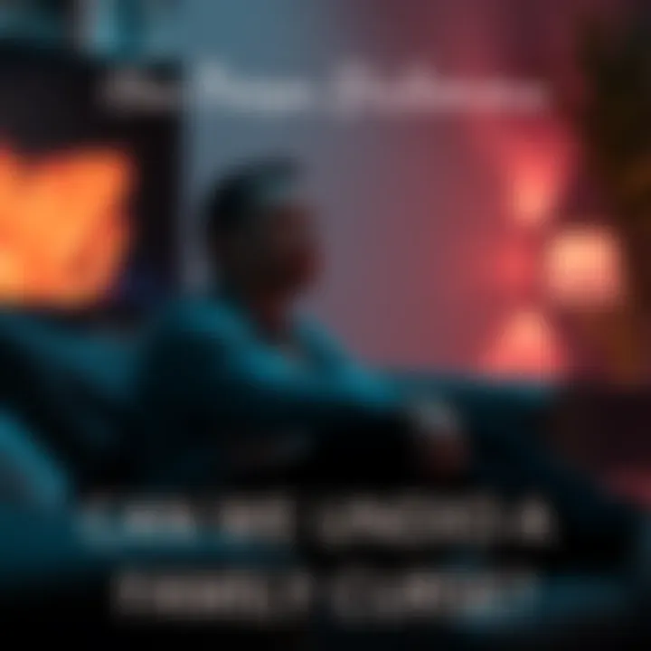 A person sitting on a couch, looking troubled and deep in thought, reflecting on family issues and curses