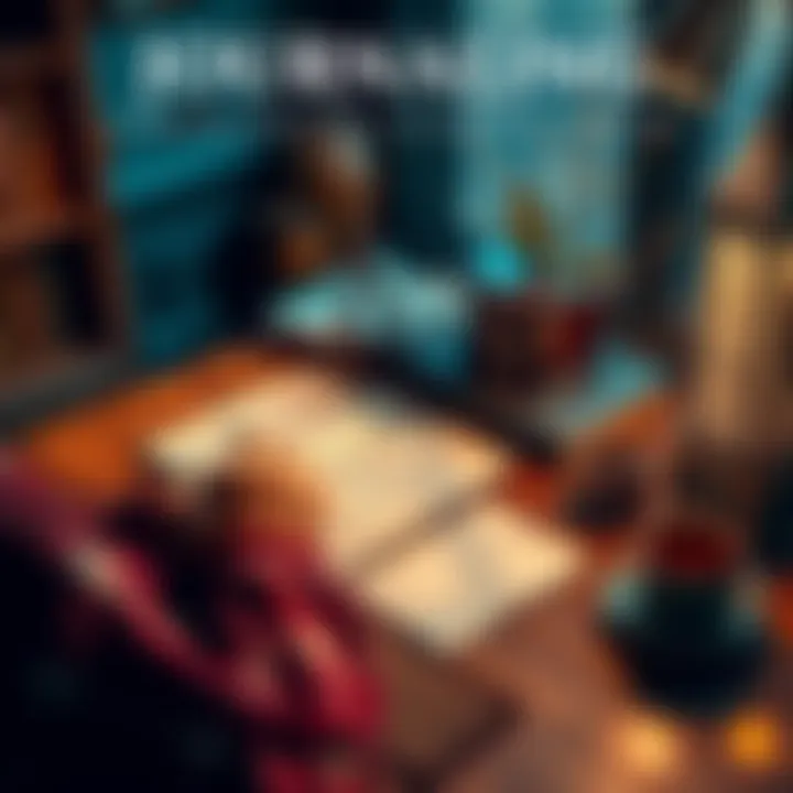 A person sits at a cozy desk, writing in a journal with a pen, surrounded by letters and a warm cup of tea, reflecting on their thoughts.