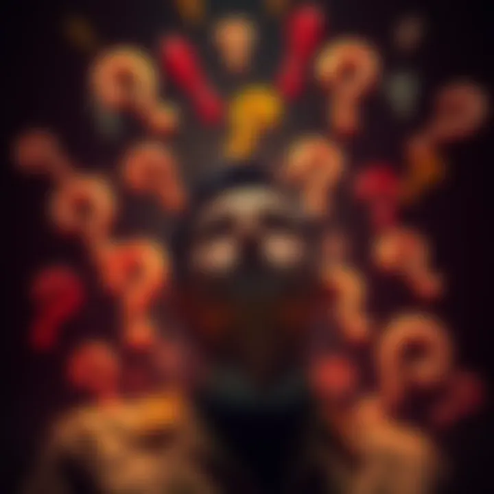 A thoughtful individual surrounded by question marks, symbolizing limitless inquiry