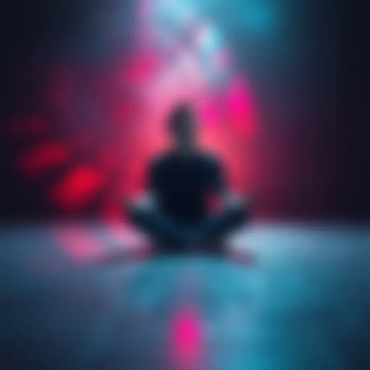 A person sitting cross-legged on the floor, focusing intently with eyes closed, surrounded by a soft glow, symbolizing readiness for astral travel.