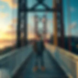 A person stands on a bridge looking confused, with a scenic background, suggesting a surreal experience of teleportation after blacking out.