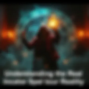 A person in a dark room casting a spell with a glowing wand, surrounded by mystical symbols and light.