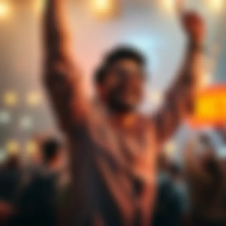 Individual joyfully celebrating their unconventional idea turning into a success