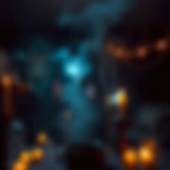 An atheist performing a bizarre ritual in a dark room, surrounded by unusual items and candles, capturing their quest for supernatural truth.