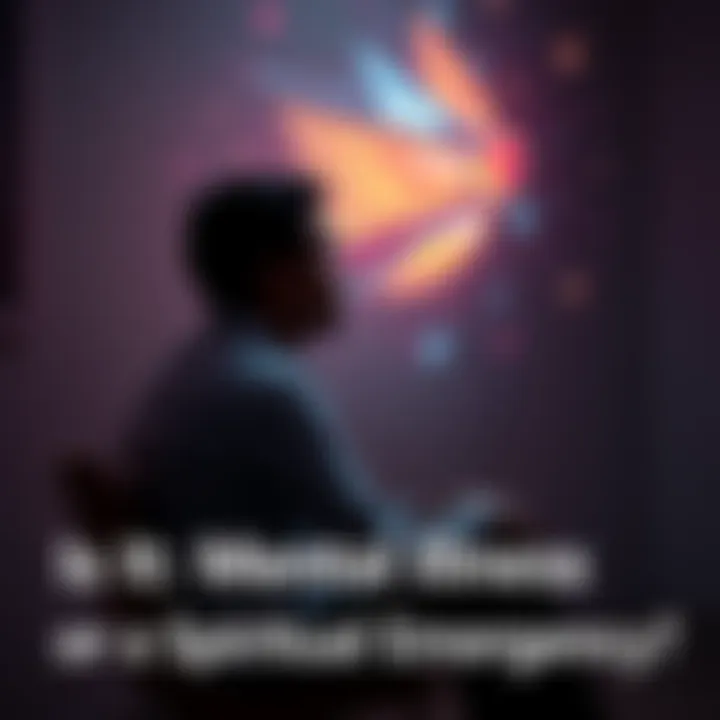 Individual sitting in a quiet room, looking thoughtful, with faint visions and voices represented around them, symbolizing mental and spiritual experiences