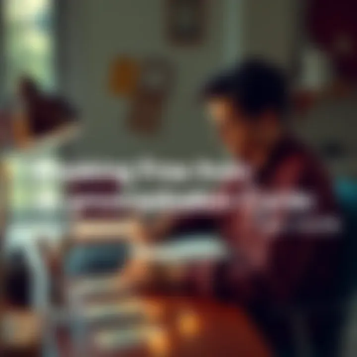 Person contemplating choices A person sitting at a desk with a notebook, pens, and tarot cards, looking thoughtfully at the cards while feeling overwhelmed by tasks.