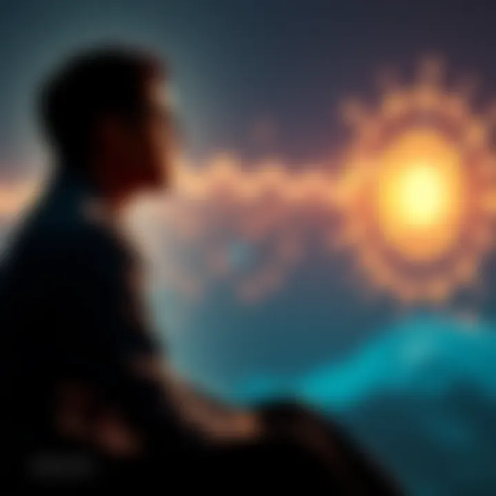 A thoughtful individual sitting quietly, surrounded by a soft glow, symbolizing the connection between consciousness and perception.