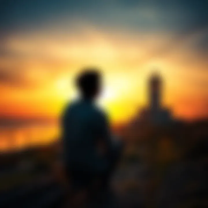 A person sitting on a bench looking thoughtfully at a sunset, representing reflections on life and death.