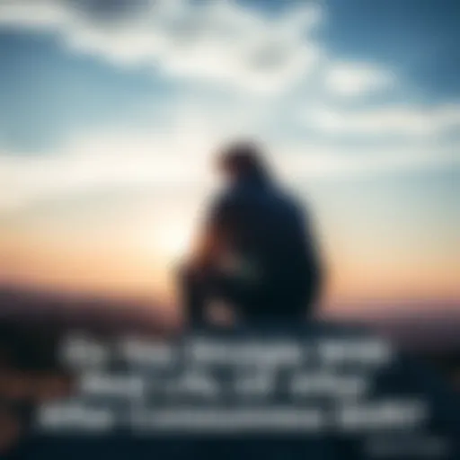 A person sitting on a rock in a serene outdoor setting, gazing into the distance as they reflect on their thoughts