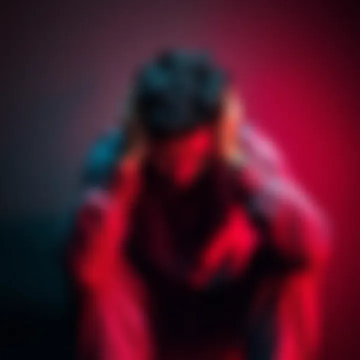 A distressed individual sitting with their head in their hands, symbolizing mental anguish and a search for support.