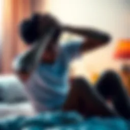 Individual sitting on a bed, visibly upset, with hands on their head, symbolizing the struggle with overwhelming bodily sensations.