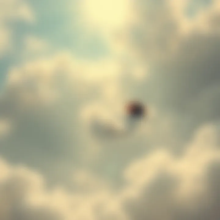 A person floating peacefully in a soft, cloud-like environment, surrounded by gentle light, symbolizing an out-of-body experience and connection to the afterlife.