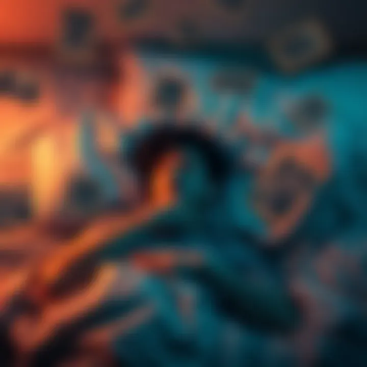A person lying in bed with a thoughtful expression, surrounded by faded images of a past relationship, symbolizing dreams about an ex-partner.