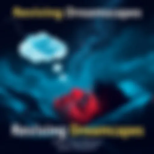 A person sleeping peacefully with a thought bubble showing a dream scene featuring stars and clouds