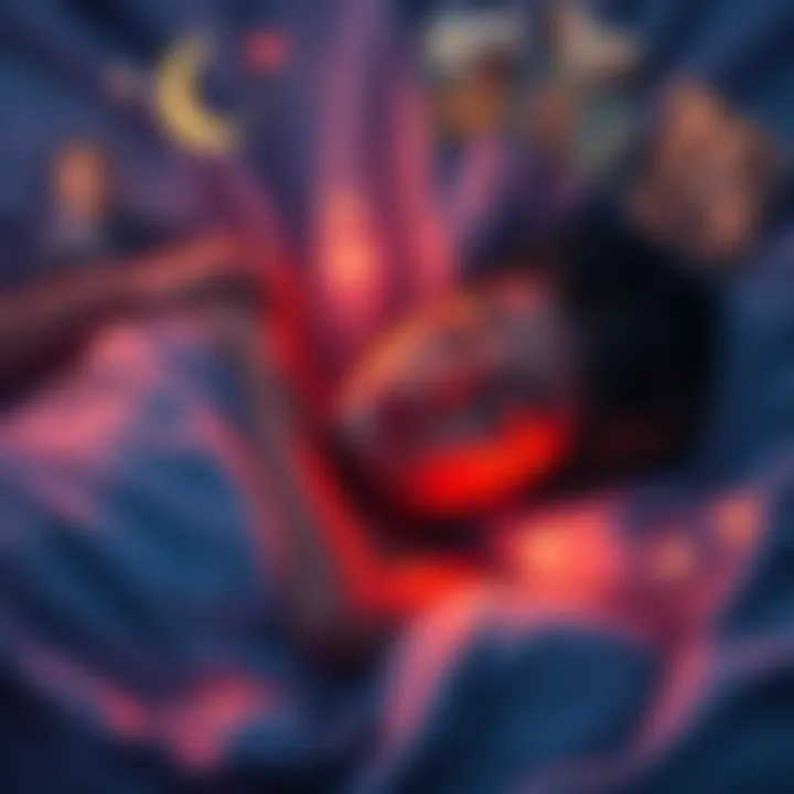 Person dreaming of their mother Individual peacefully sleeping while dreaming of their late mother, surrounded by comforting images from childhood.