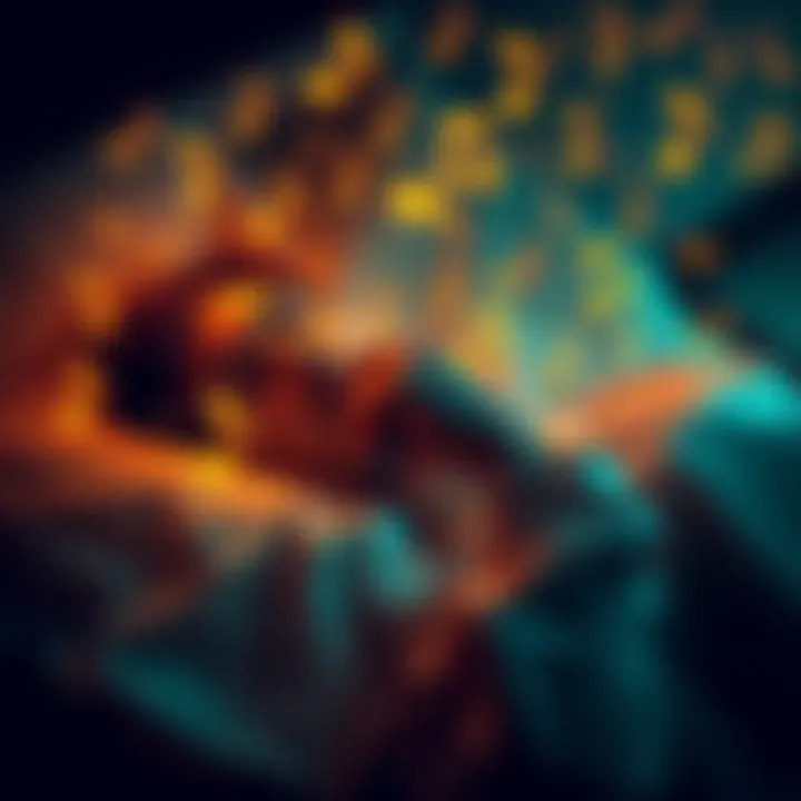 Person dreaming of music A call center agent sleeping with musical notes around them, dreaming of songs they haven't heard before.