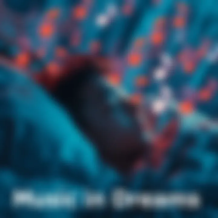 Person dreaming with music notes A person sleeping peacefully with music notes floating around, representing music in dreams.