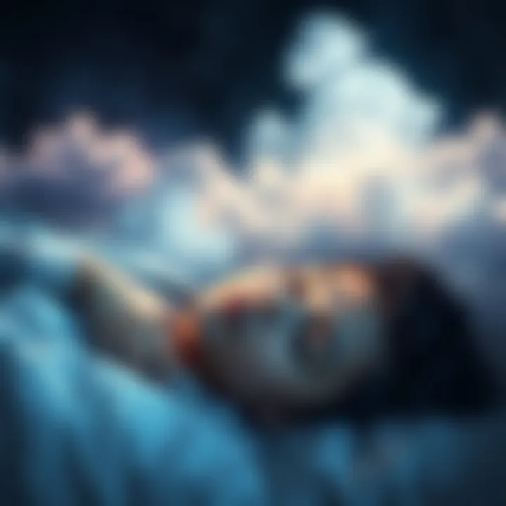 A person sleeping peacefully with dream clouds above, illustrating the concept of lucid dreaming.